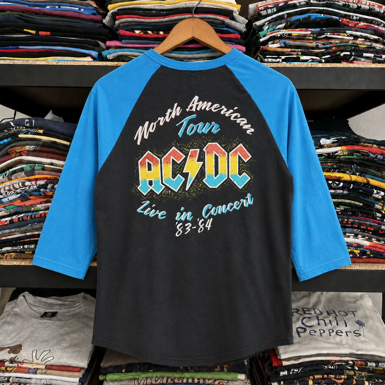 Blue sleeve AC/DC North American Tour raglan shirt