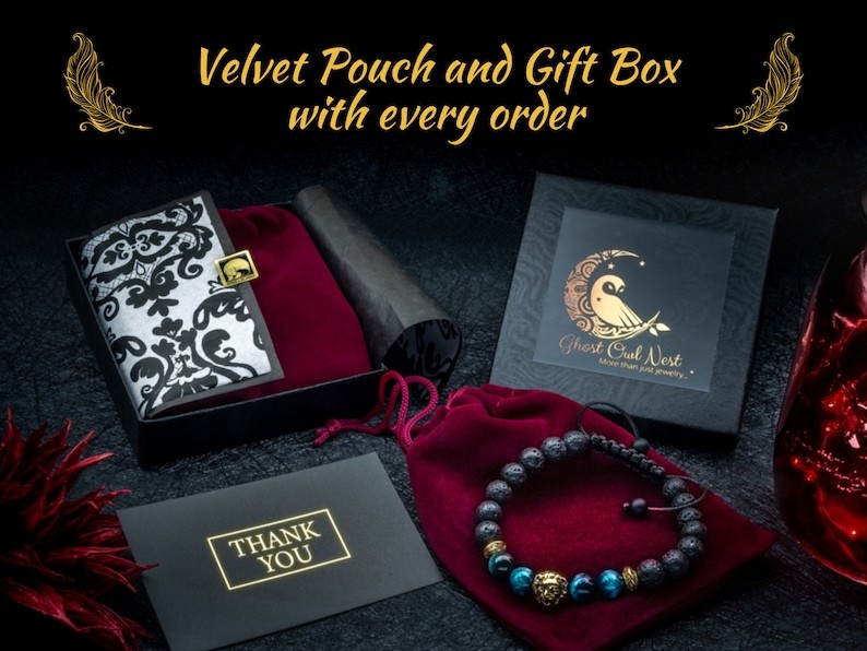 Raven Skull Bracelet Mens Skull Bracelet Bird Skull Black Lava Rock Bracelet Skeleton Celtic Gothic Jewelry Witch Bracelet Medieval jewelry