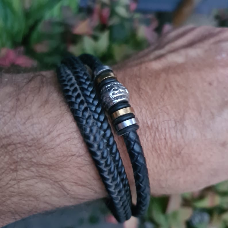 To My-Our Son LOVE YOU FOREVER Personalized Vegan Leather Bracelet Gift Message Card.