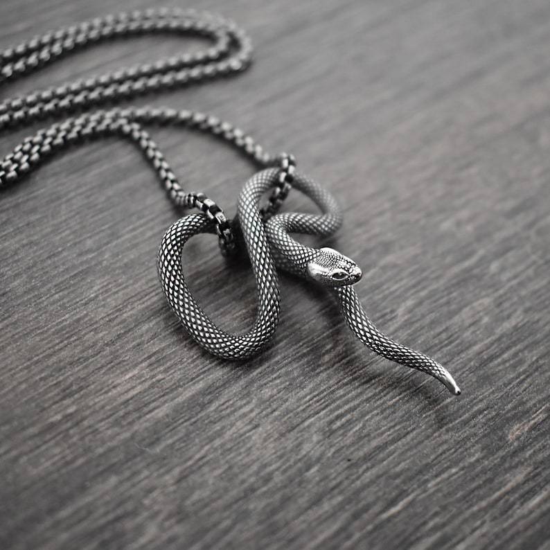 Snake pendant, snake necklace, stainless steel jewelry