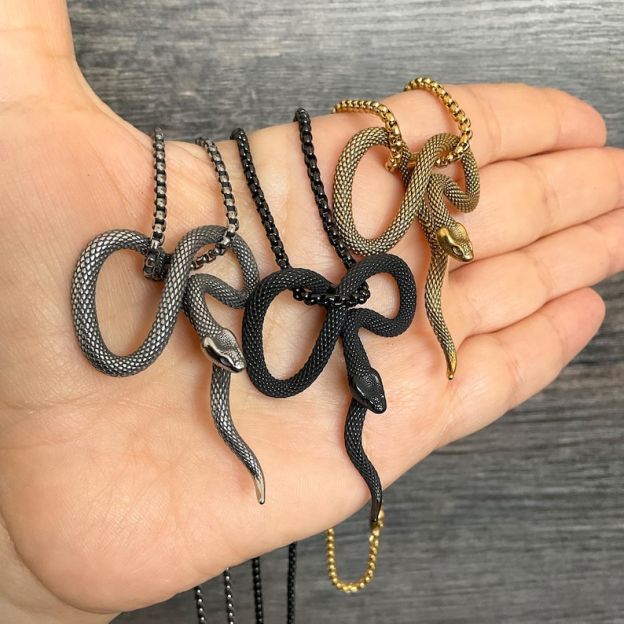 Snake pendant, snake necklace, stainless steel jewelry