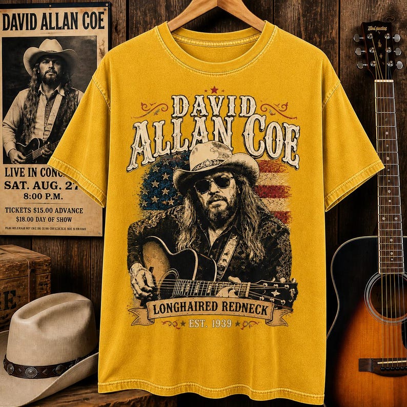 David Allan Coe Longhaired Redneck Graphic Tee, Vintage Country Music Shirt