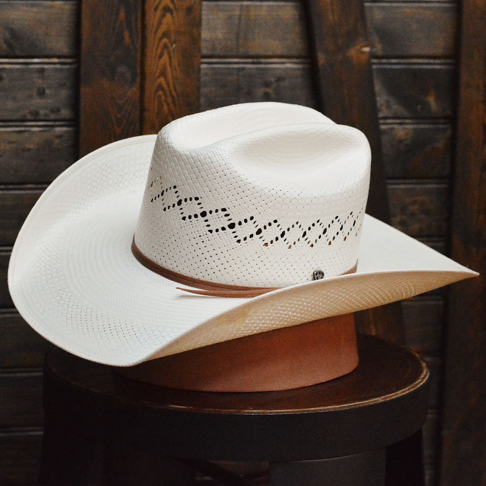 30X Cattleman Crown 2-Cord Black Band Shantung Western Hat, Ivory, 7-1/8