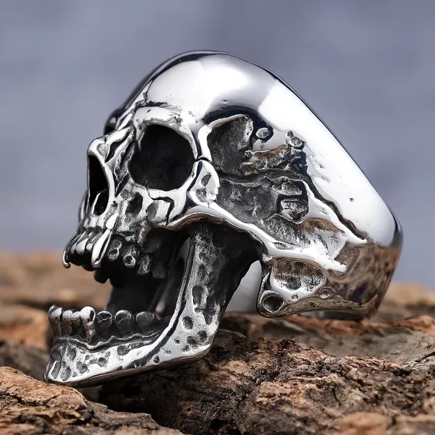 Vampire Fangs Skull Ring Stainless Steel Men's Biker Jewelry Punk Ring