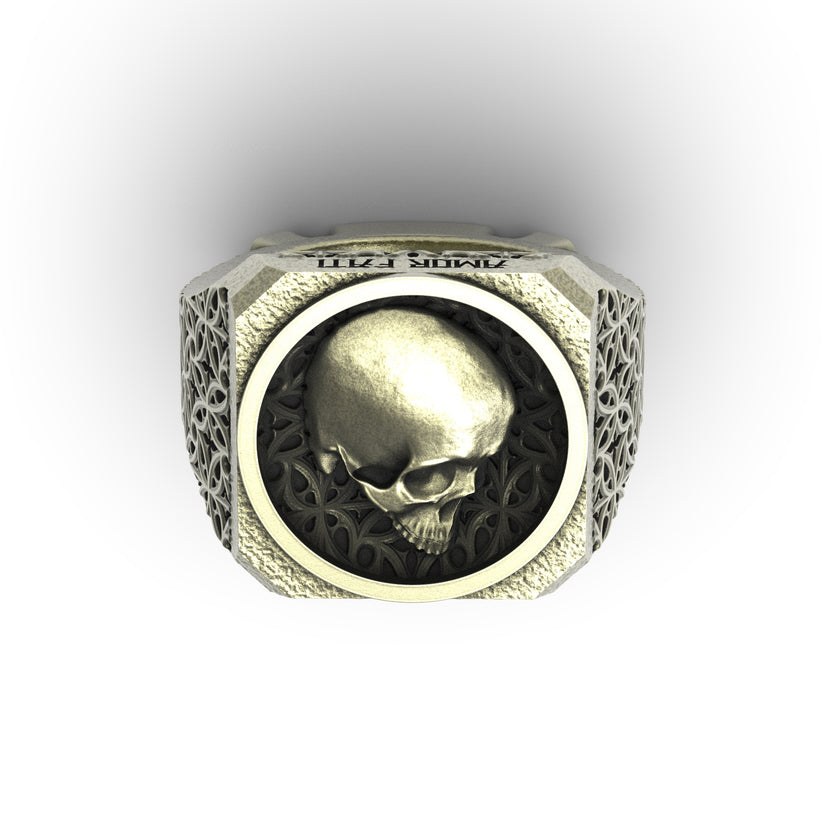 Vintage Gothic evil carved skull ring
