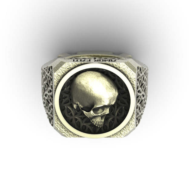 Vintage Gothic evil carved skull ring