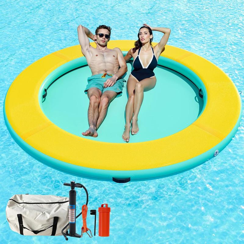 AMERLIFE Inflatable Floating Dock & Water Hammock Combo – Heavy Duty PVC Raft with Non-Slip EVA Surface, Mesh Bed, Rope & Soft Ladder, Cup Holders – Perfect for Pool, Lake, Beach, or Ocean