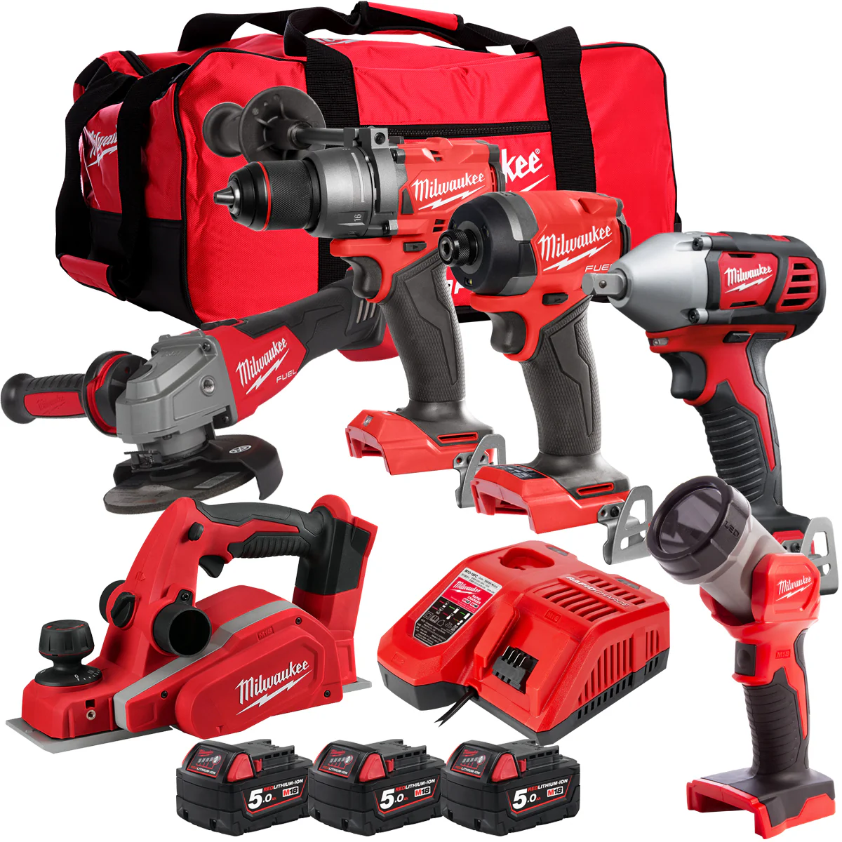 18V 6 Piece Power Tool Kit with 3 x 5.0Ah Batteries T4TKITM-114
