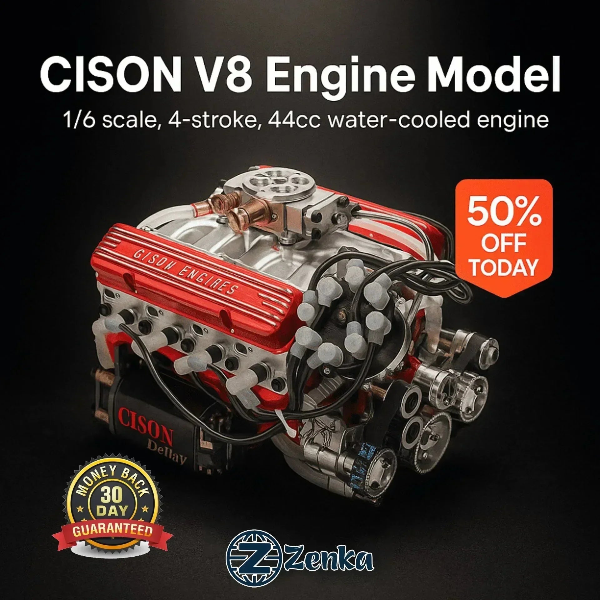 Model bencinskega motorja CISON V8 OHV za samosestavljanje