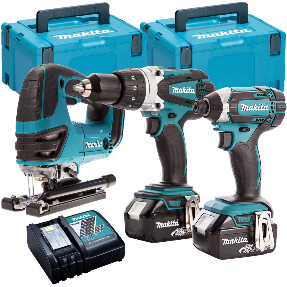 Makita DLX2145TJ 18V Twin Kit with 2 x 5.0Ah Batteries Charger & Jigsa