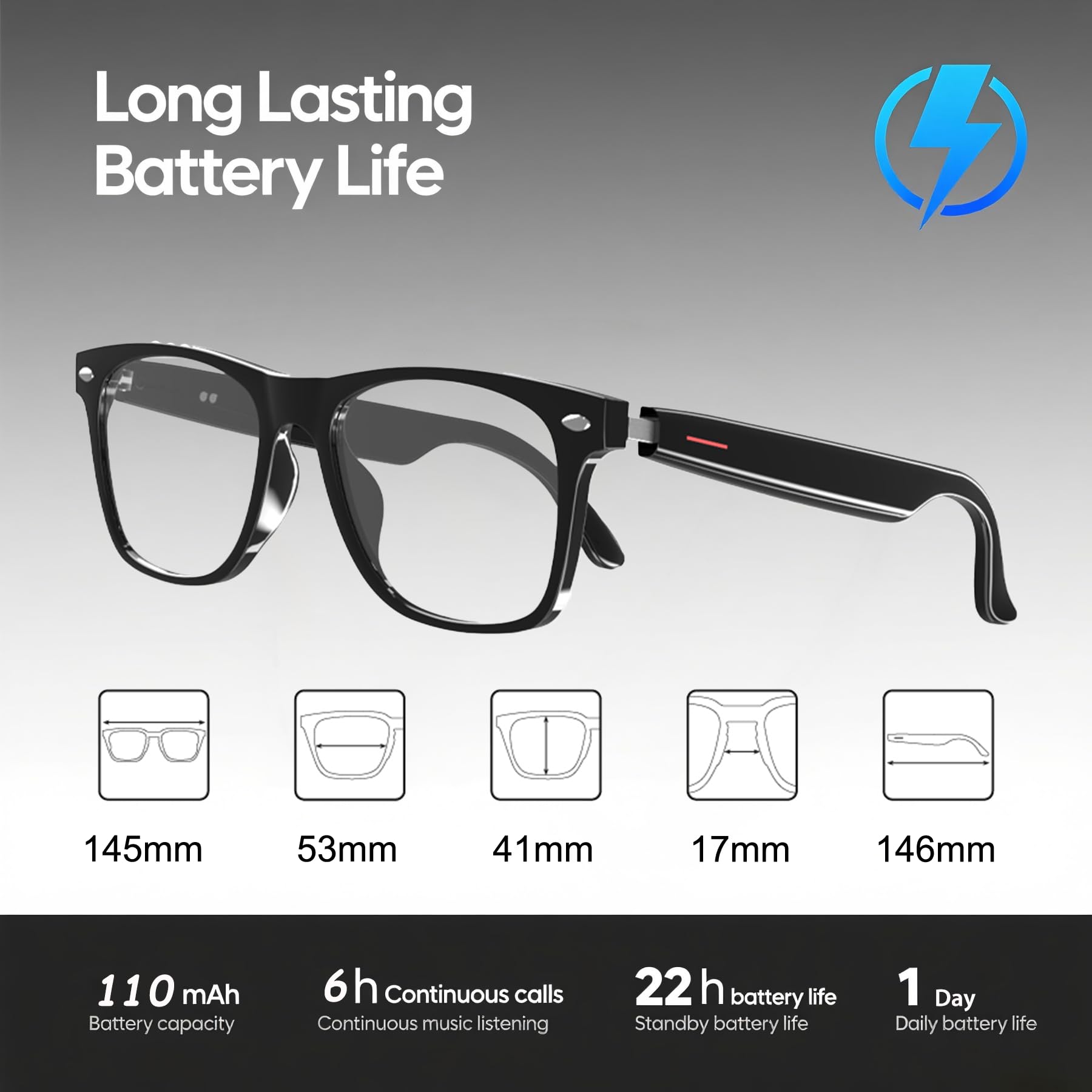 MNVOEQ AI Smart Wireless Bluetooth Translation Glasses for Men/Women with Speakers/Bluetooth&140+ Languages Translation Sports/Travel/Drive/Busniess (C1+AI+Color Change Lenses+Black)