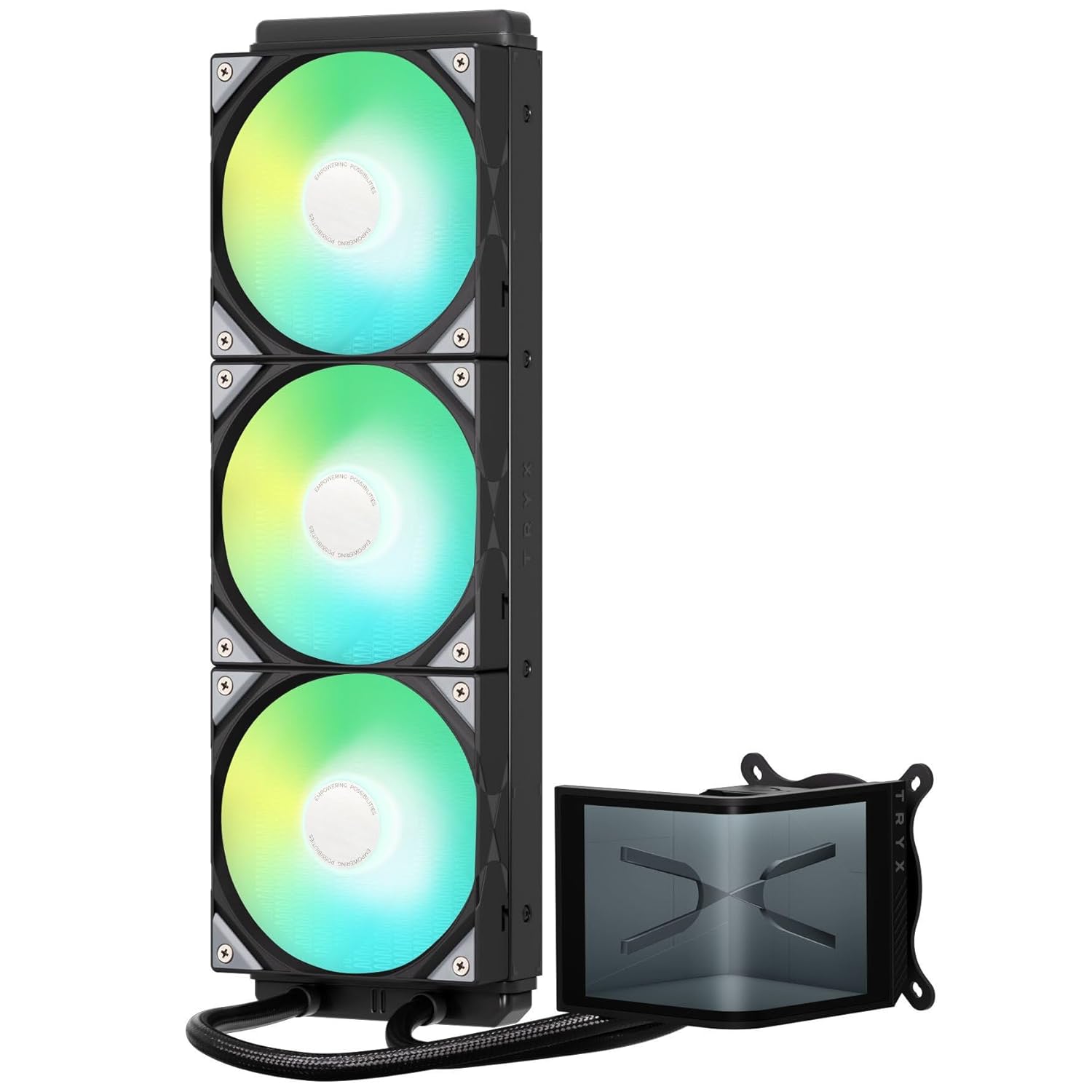 TRYX Panorama SE ARGB 360 White | 360 mm AIO with Rotating 6.5 Inch AMOLED Display for Anamorphic 3D Effects, 3x RGB Fans - for LGA 1851/1700/1200/115X & AM5/AM4