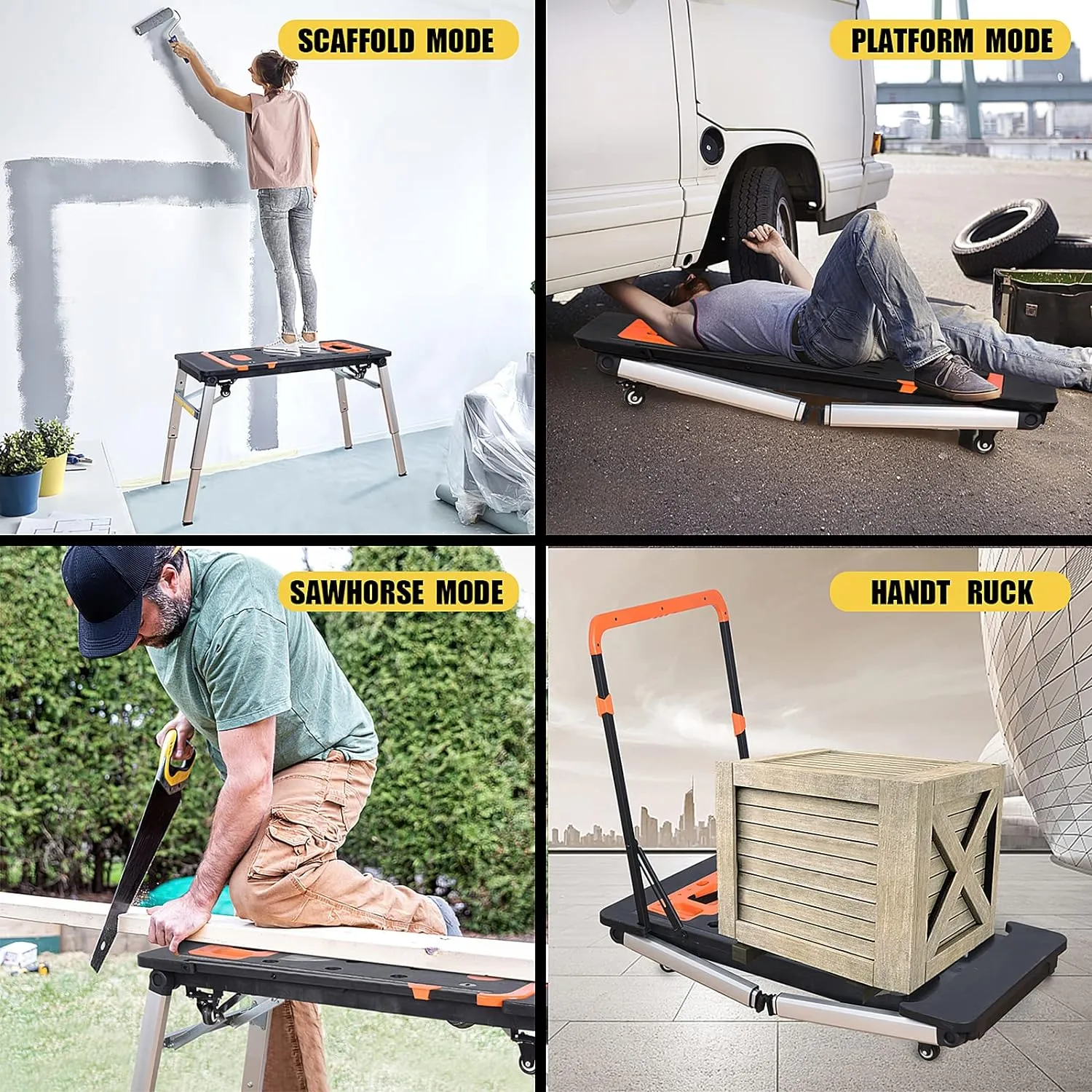 LEADALLWAY 7-in-1 Folding Portable Workbench Painted Work Table