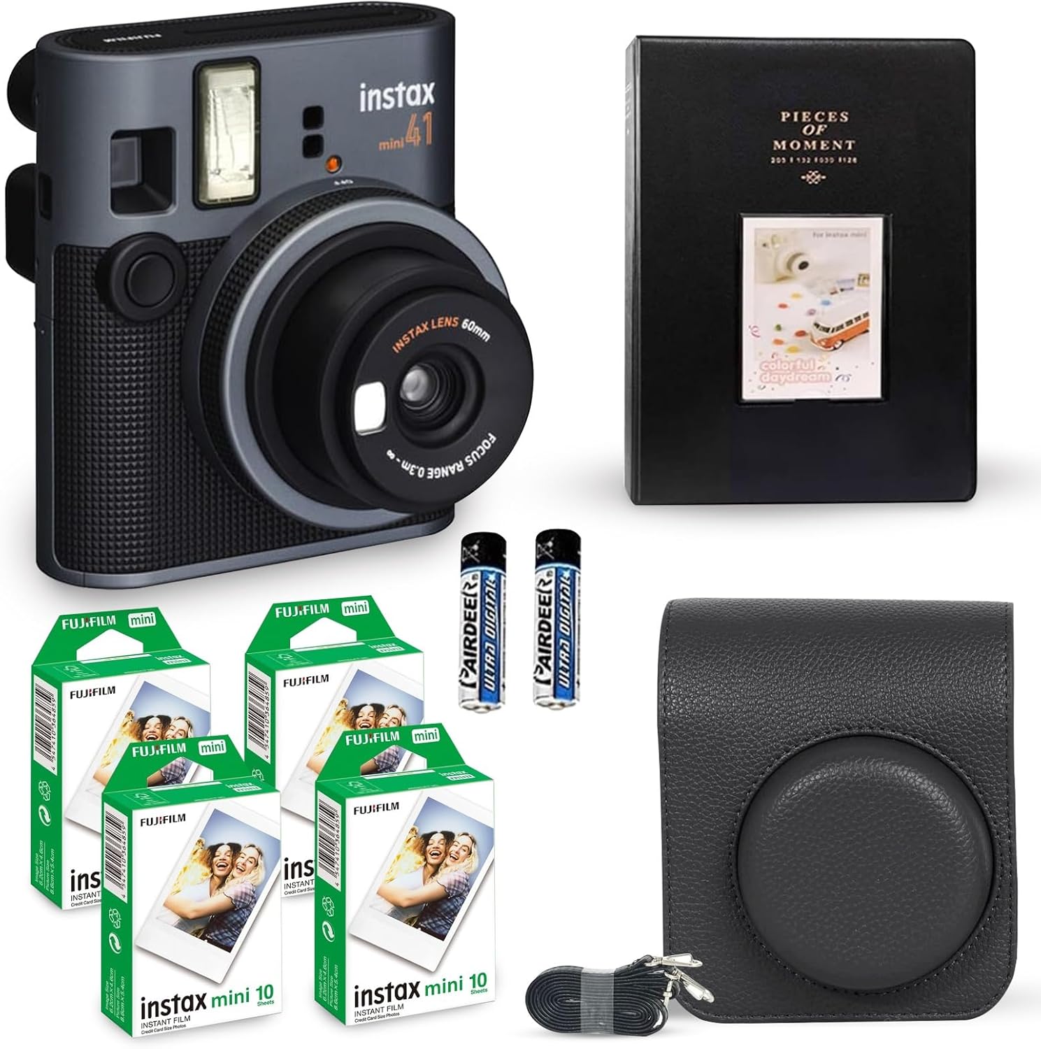 🔥Hot sale Mini 41 Instant Camera Vintage Black. + Fujifilm Value Pack (40 Sheets) + Shutter Accessories Bundle, Includes Vintage Style Compatible Carrying Case, Black Photo Album 64 Pockets