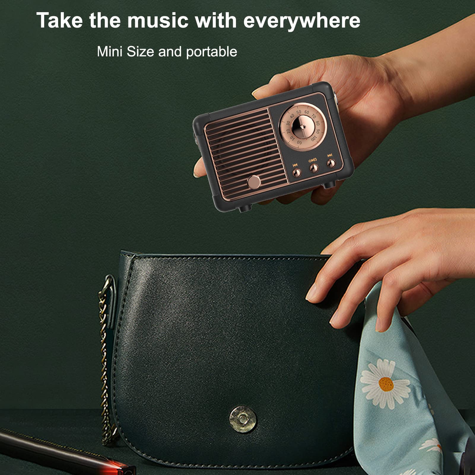 Dosmix Retro Bluetooth Speaker, Vintage Decor, Mini Wireless Bluetooth Speaker, Cute Old Fashion Style for Kitchen Desk Bedroom Office Party Outdoor Accessories for iPhone Android (Green)