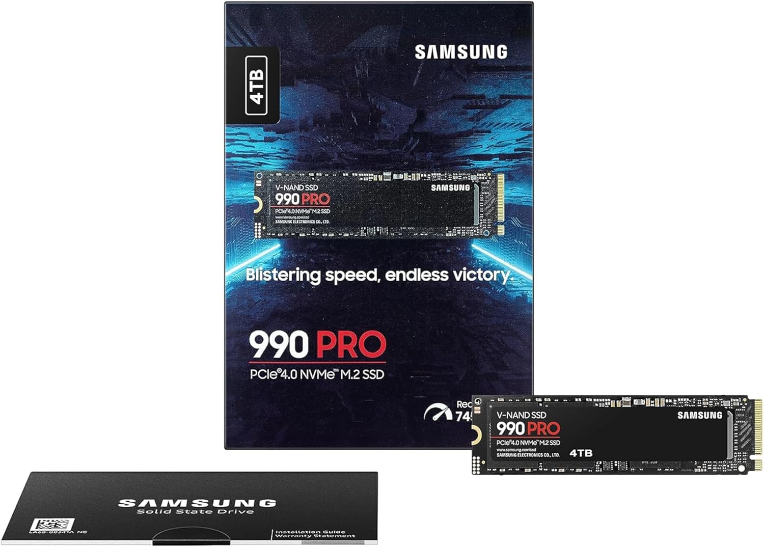 Samsung 990 PRO NVMe M.2 SSD, 2TB, PCIe 4.0, 7450MB/s Read, 6900MB/s Write, Internal SSD, Internal SSD for Gaming and Video Editing, Black, MZ-V9P2T0BW