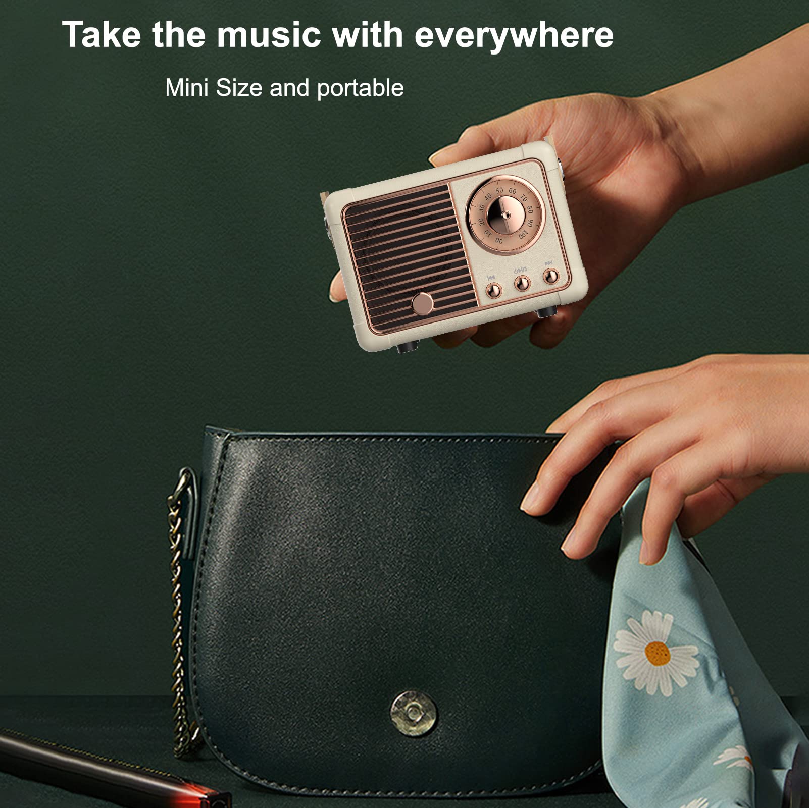 Dosmix Retro Bluetooth Speaker, Vintage Decor, Mini Wireless Bluetooth Speaker, Cute Old Fashion Style for Kitchen Desk Bedroom Office Party Outdoor Accessories for iPhone Android (Green)