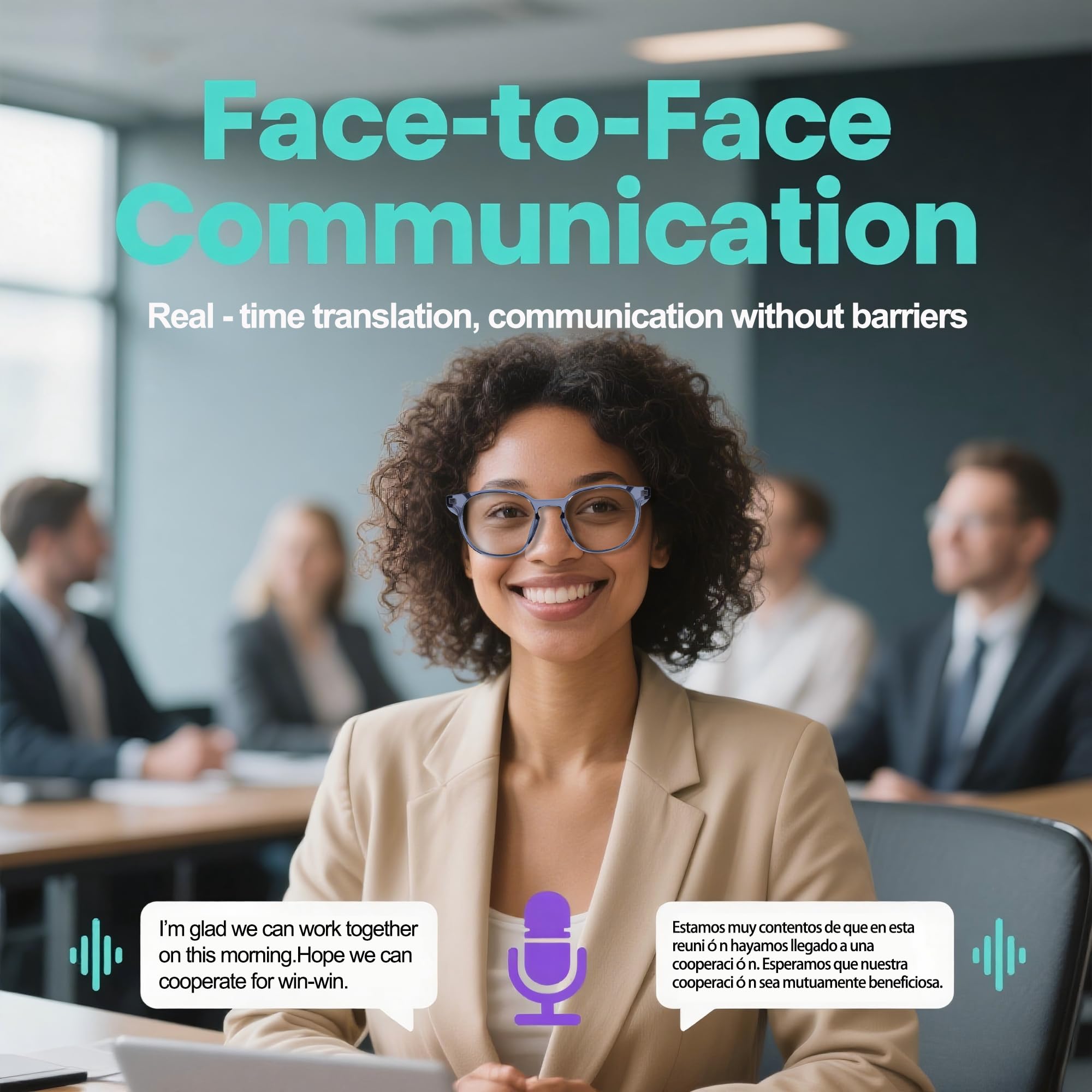 MNVOEQ AI Smart Wireless Bluetooth Translation Glasses for Men/Women with Speakers/Bluetooth&140+ Languages Translation Sports/Travel/Drive/Busniess (C1+AI+Color Change Lenses+Black)