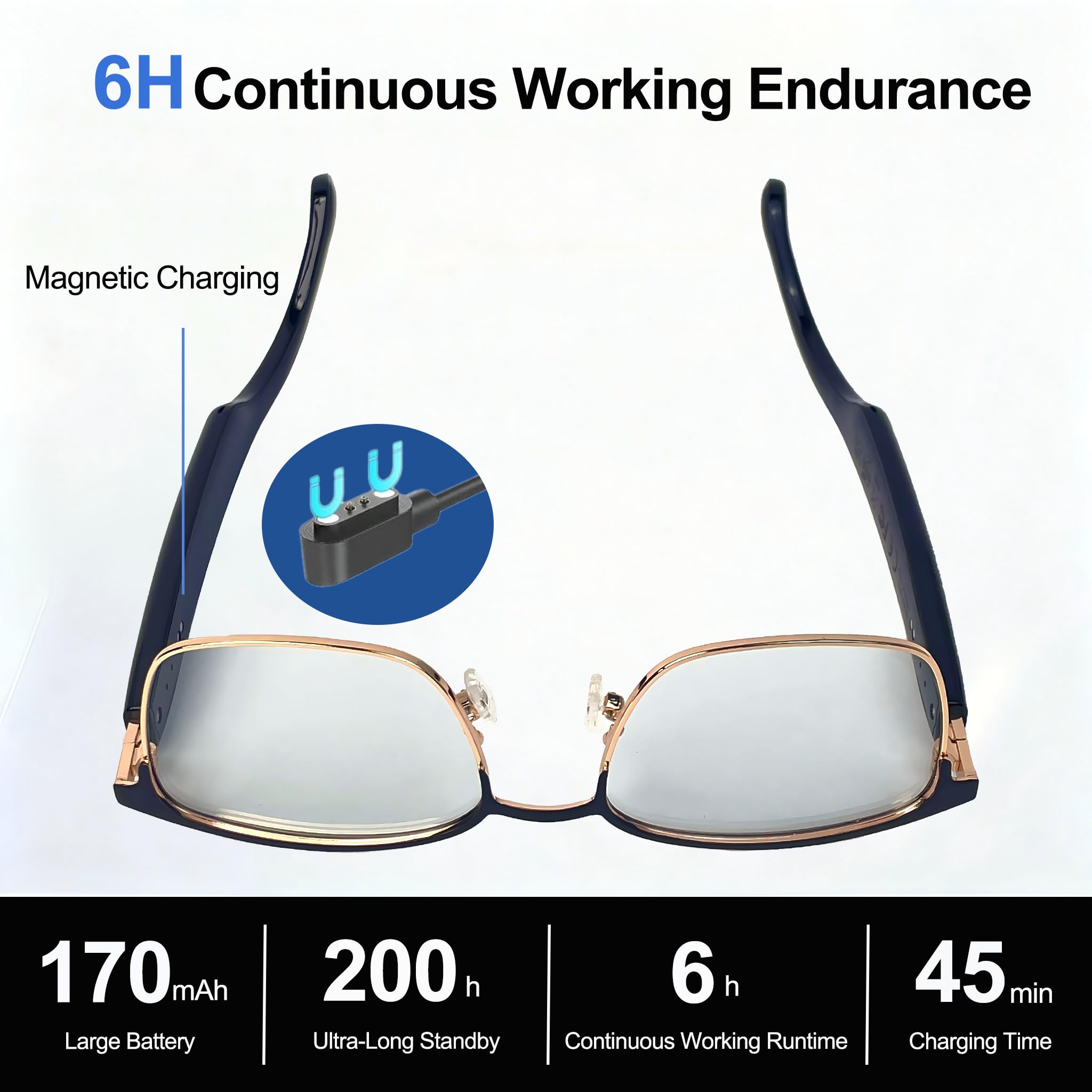 MNVOEQ AI Smart Wireless Bluetooth Translation Glasses for Men/Women with Speakers/Bluetooth&140+ Languages Translation Sports/Travel/Drive/Busniess (C1+AI+Color Change Lenses+Black)