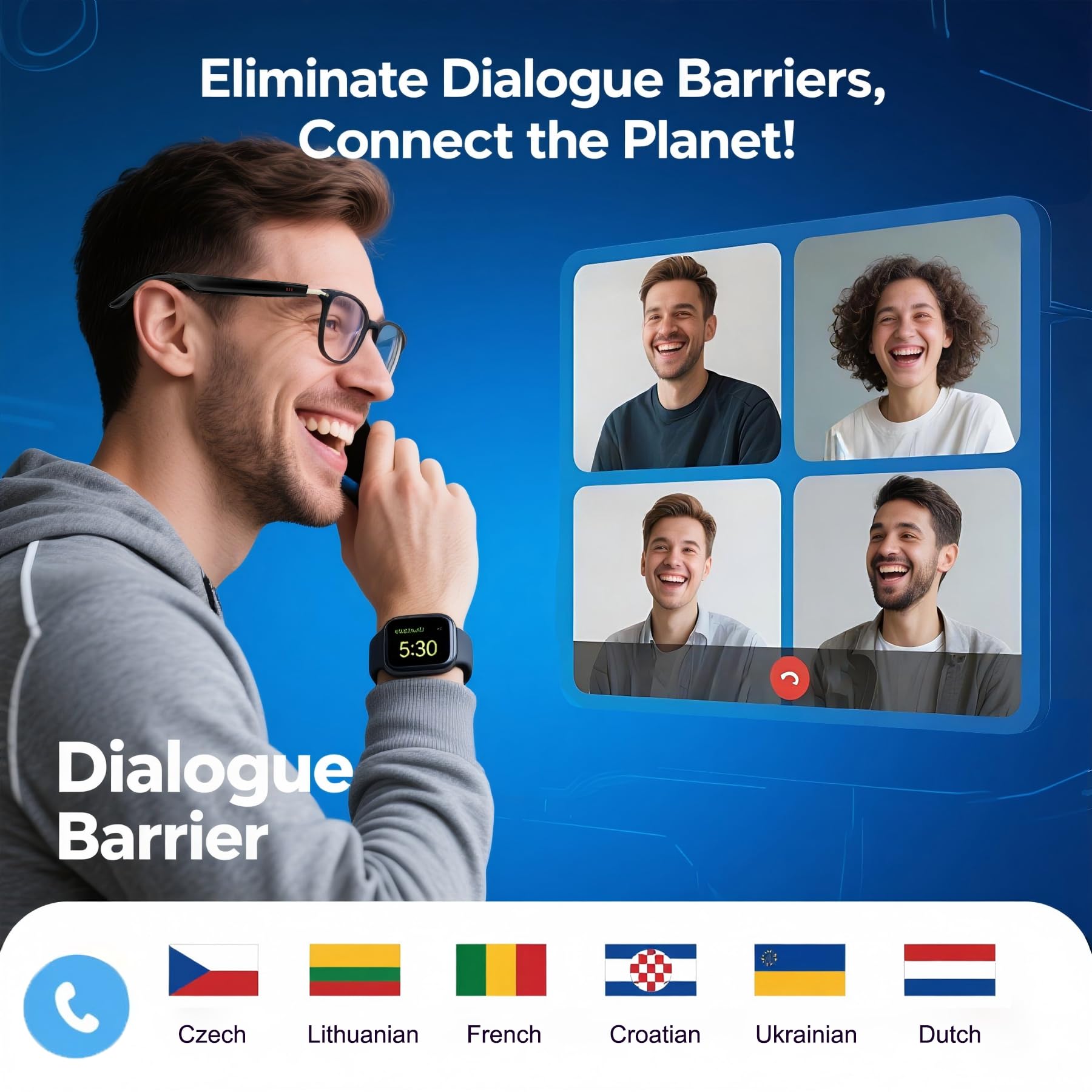 MNVOEQ AI Smart Wireless Bluetooth Translation Glasses for Men/Women with Speakers/Bluetooth&140+ Languages Translation Sports/Travel/Drive/Busniess (C1+AI+Color Change Lenses+Black)