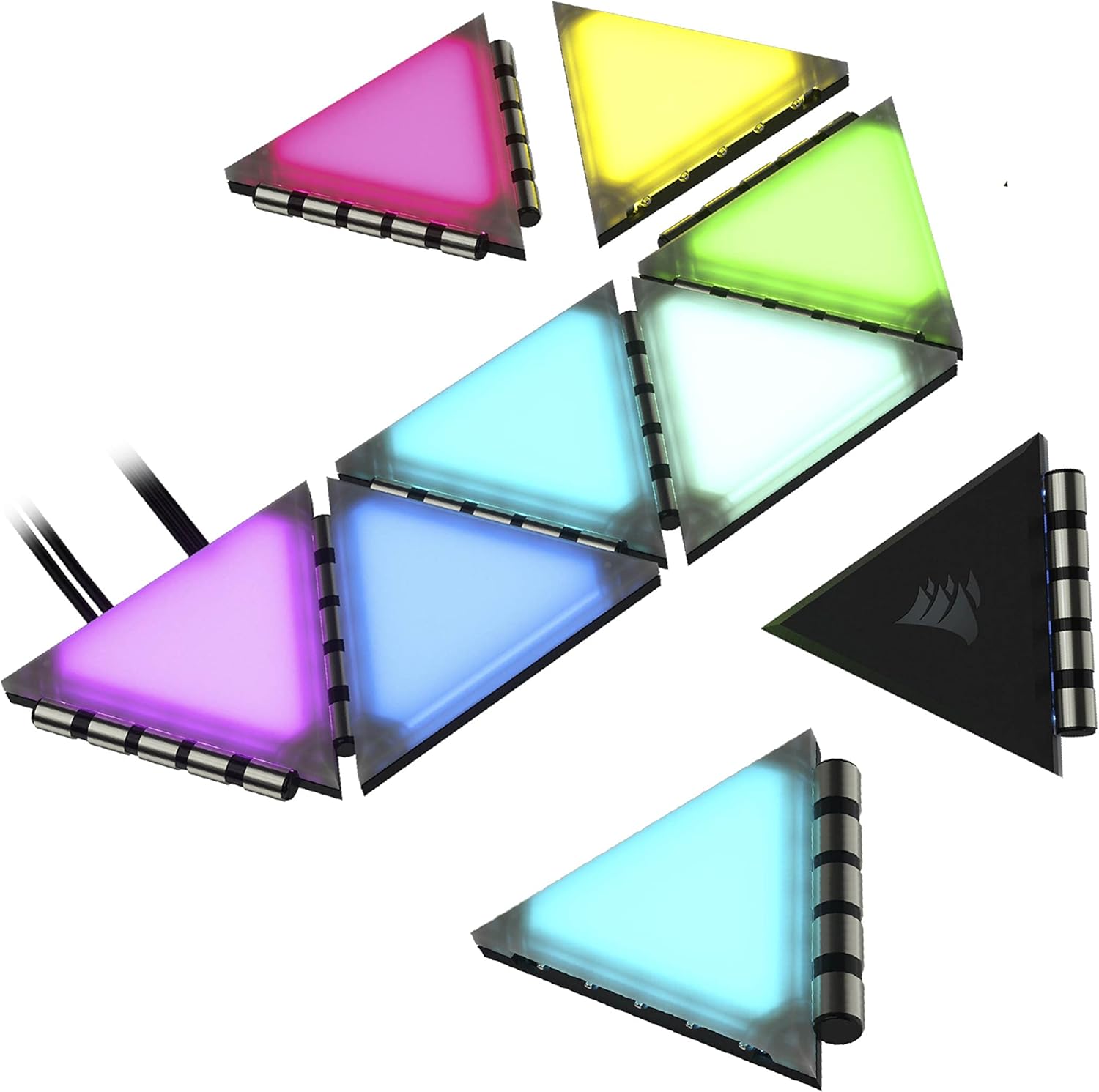 Corsair iCUE LC100 Housing Emphasizing Lighting Elements - Mini Triangles - 9 x Tile Extension Kit (81 RGB LEDs with Light Scattering, 81 RGB LEDs with Light Scattering) CL-9011115-WW Transparent