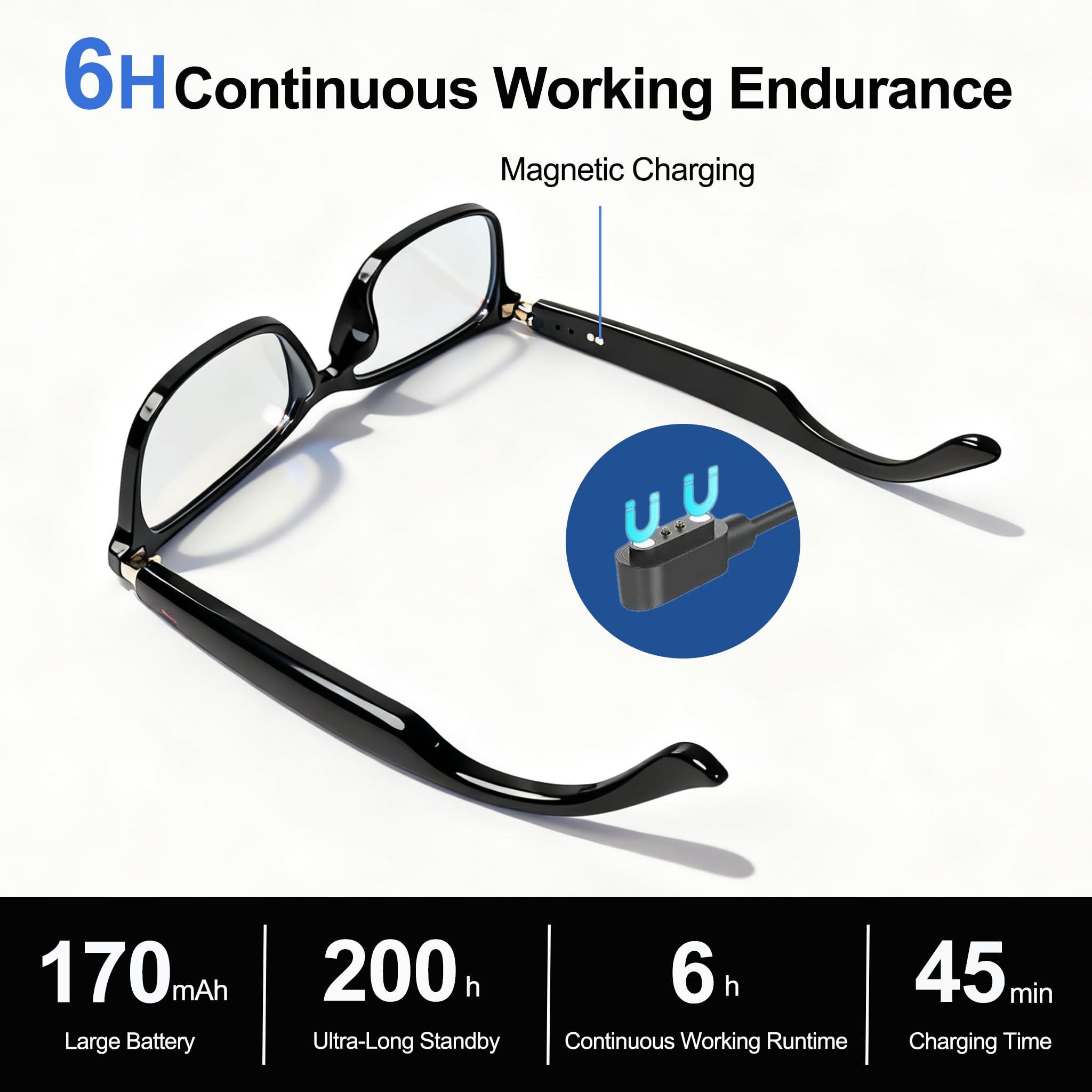 MNVOEQ AI Smart Wireless Bluetooth Translation Glasses for Men/Women with Speakers/Bluetooth&140+ Languages Translation Sports/Travel/Drive/Busniess (C1+AI+Color Change Lenses+Black)