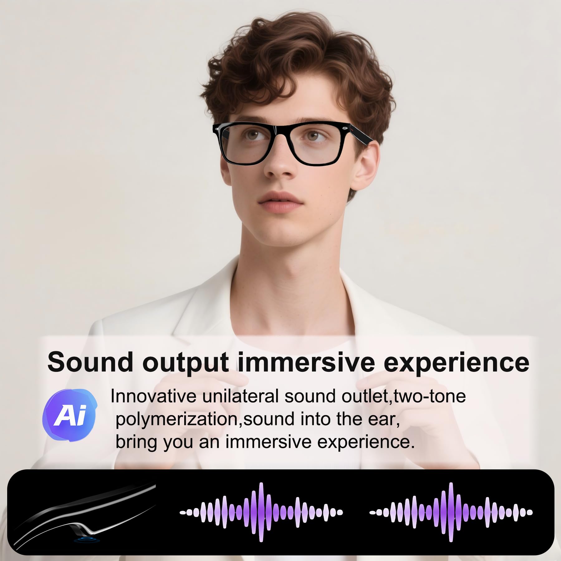 MNVOEQ AI Smart Wireless Bluetooth Translation Glasses for Men/Women with Speakers/Bluetooth&140+ Languages Translation Sports/Travel/Drive/Busniess (C1+AI+Color Change Lenses+Black)