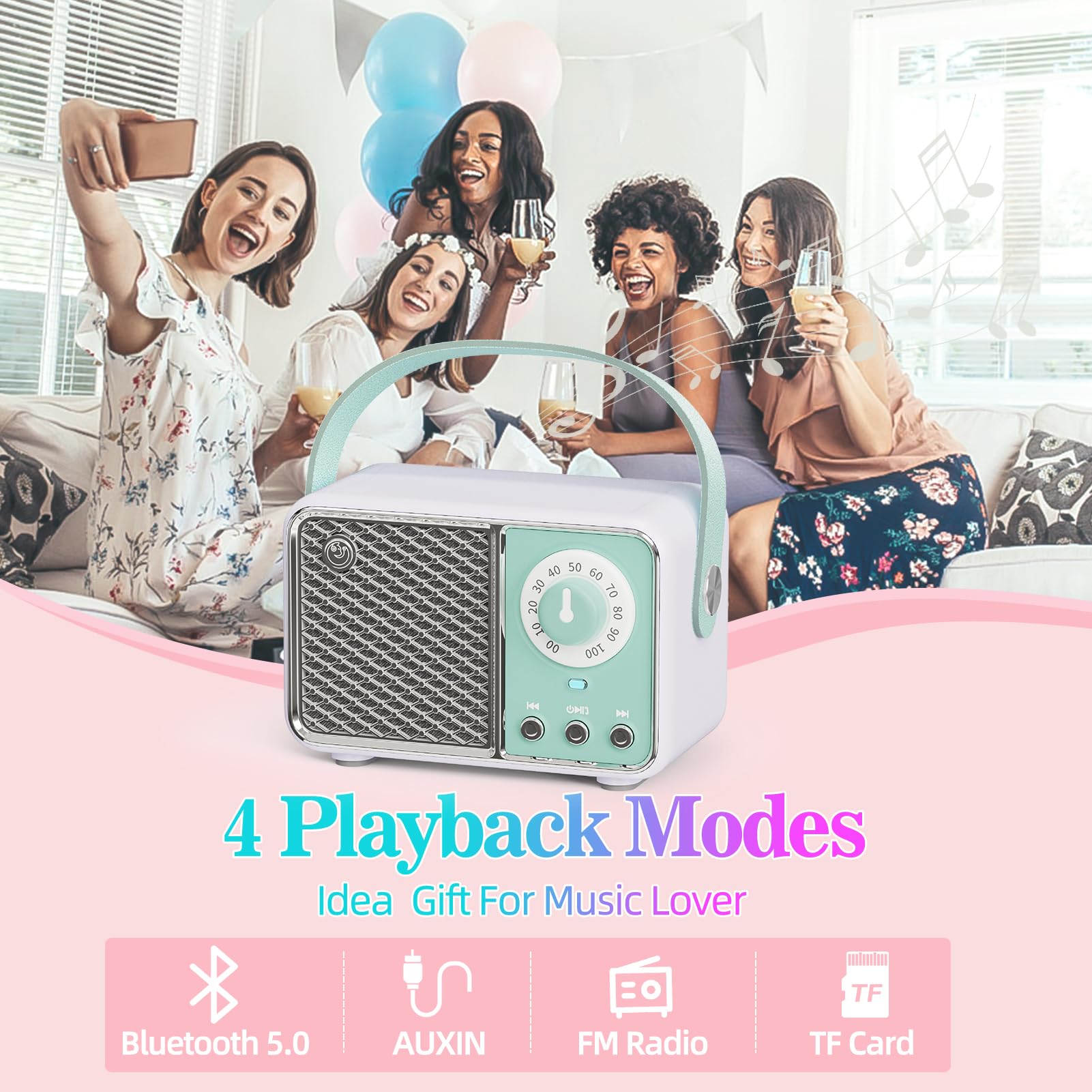 Dosmix Retro Bluetooth Speaker, Vintage Decor, Mini Wireless Bluetooth Speaker, Cute Old Fashion Style for Kitchen Desk Bedroom Office Party Outdoor Accessories for iPhone Android (Green)