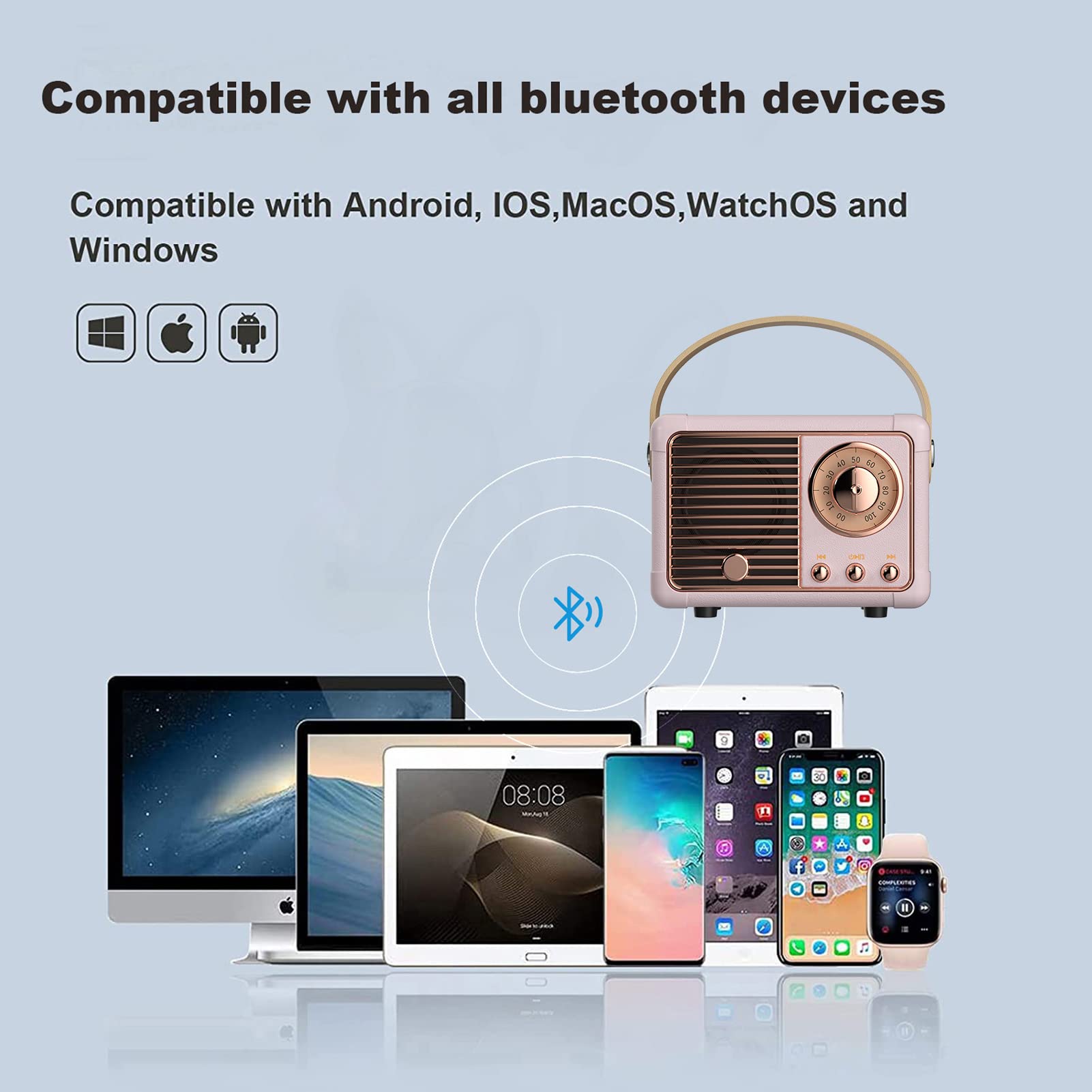 Dosmix Retro Bluetooth Speaker, Vintage Decor, Mini Wireless Bluetooth Speaker, Cute Old Fashion Style for Kitchen Desk Bedroom Office Party Outdoor Accessories for iPhone Android (Green)