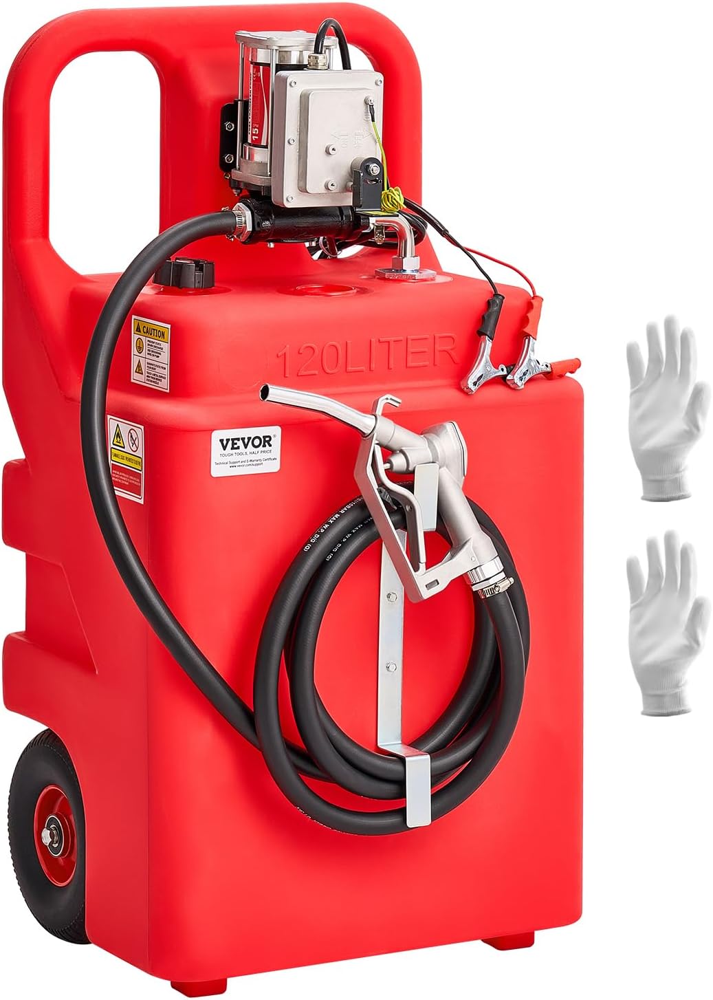 VEVOR Fuel Caddy, 32 Gallon, Portable Fuel Tank with 12V DC 15 GPM Electric Fuel Transfer Pump, 13 ft Delivery Hose & Aluminum Alloy Manual Nozzle, Gas Caddy for Motorboats, ATVs, Diesel & Gasoline