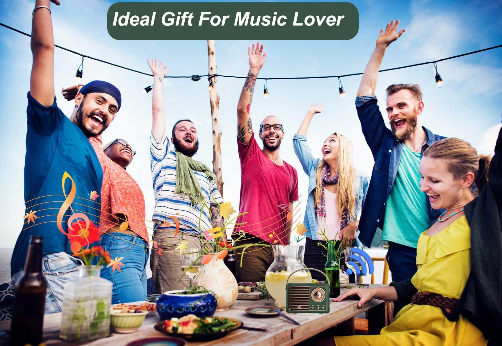 Dosmix Retro Bluetooth Speaker, Vintage Decor, Mini Wireless Bluetooth Speaker, Cute Old Fashion Style for Kitchen Desk Bedroom Office Party Outdoor Accessories for iPhone Android (Green)