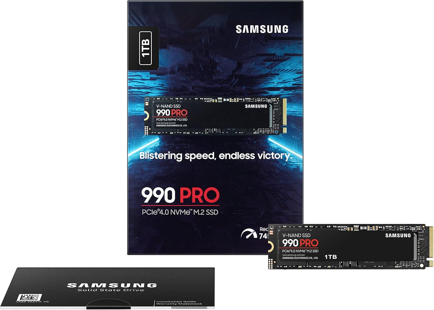 Samsung 990 PRO NVMe M.2 SSD, 2TB, PCIe 4.0, 7450MB/s Read, 6900MB/s Write, Internal SSD, Internal SSD for Gaming and Video Editing, Black, MZ-V9P2T0BW