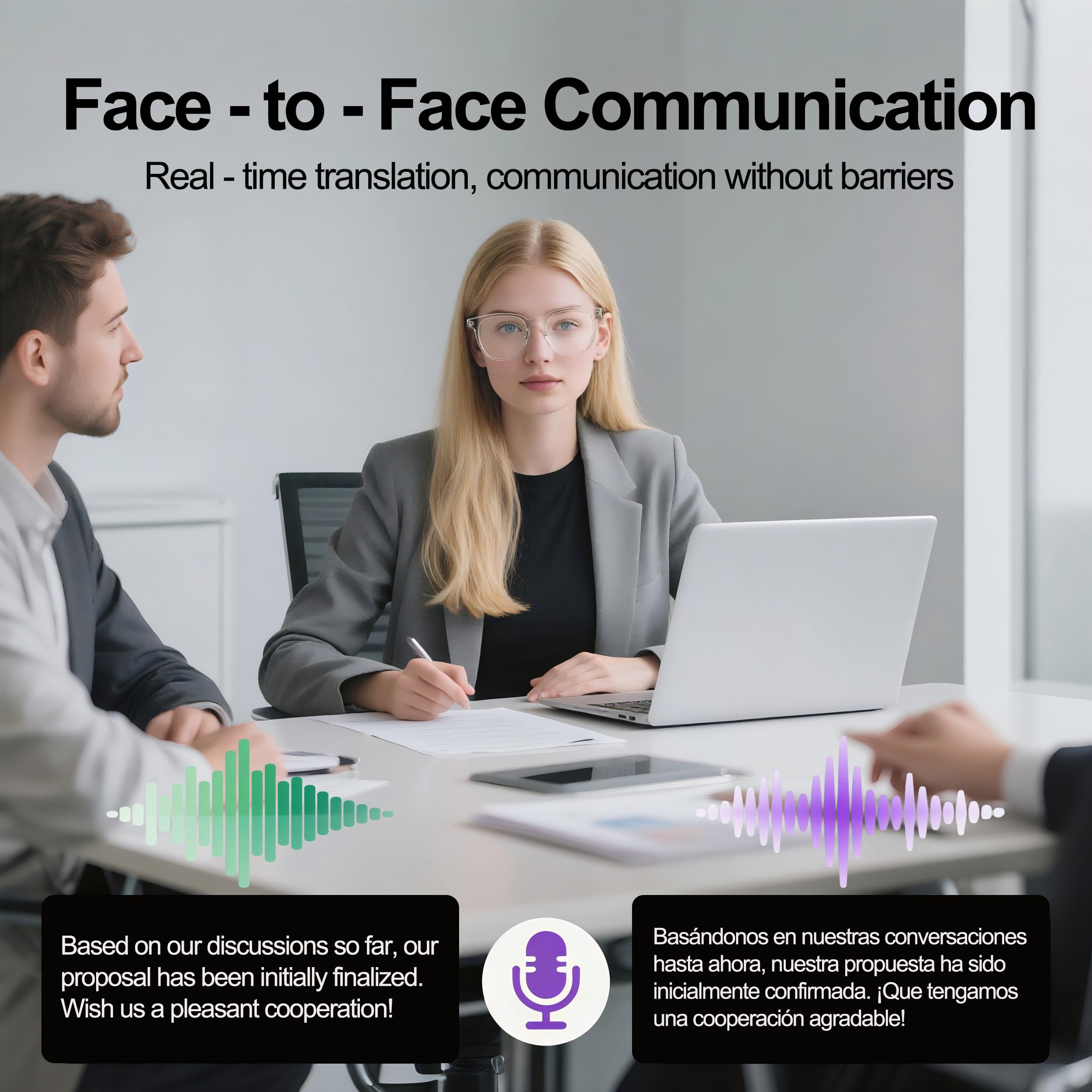 MNVOEQ AI Smart Wireless Bluetooth Translation Glasses for Men/Women with Speakers/Bluetooth&140+ Languages Translation Sports/Travel/Drive/Busniess (C1+AI+Color Change Lenses+Black)