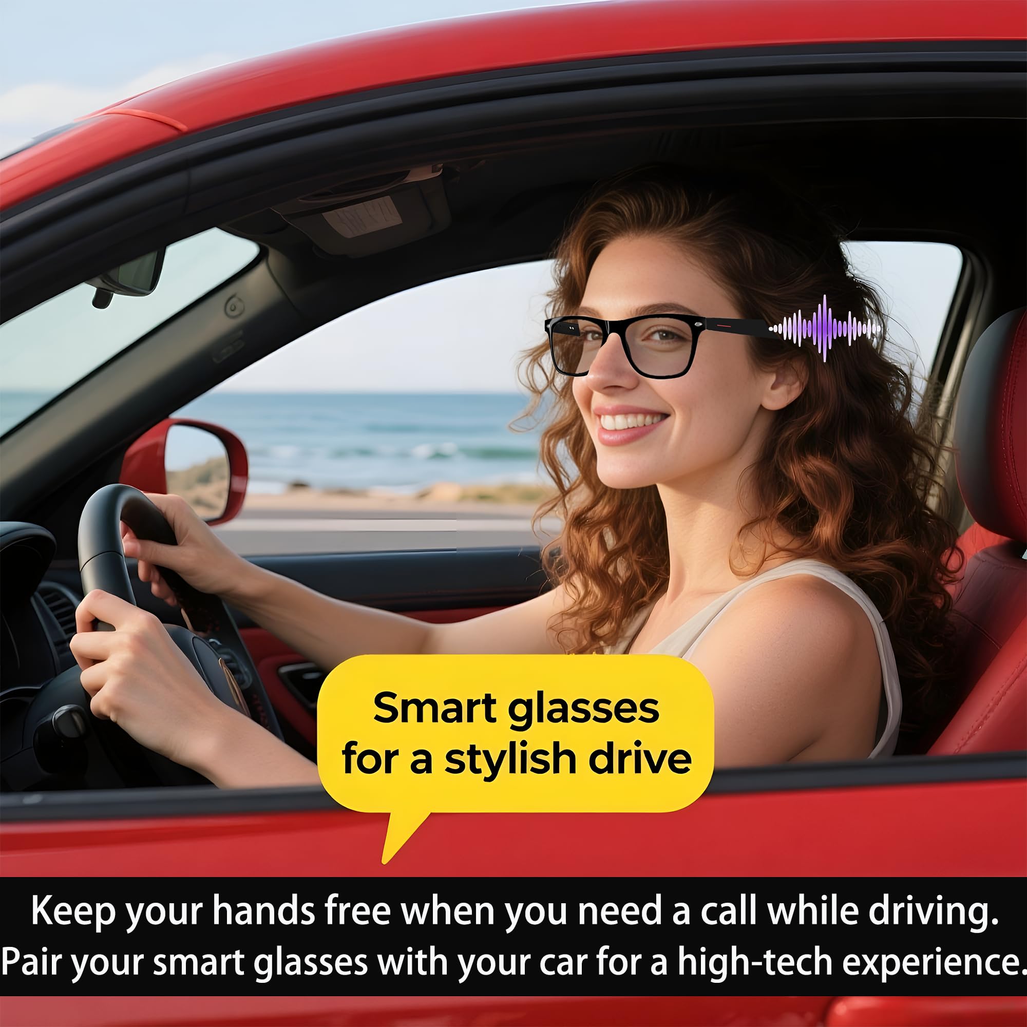 MNVOEQ AI Smart Wireless Bluetooth Translation Glasses for Men/Women with Speakers/Bluetooth&140+ Languages Translation Sports/Travel/Drive/Busniess (C1+AI+Color Change Lenses+Black)