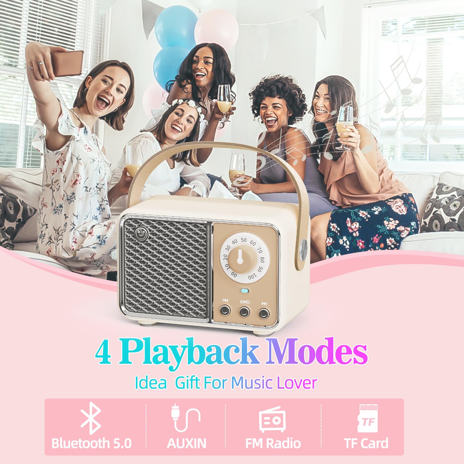 Dosmix Retro Bluetooth Speaker, Vintage Decor, Mini Wireless Bluetooth Speaker, Cute Old Fashion Style for Kitchen Desk Bedroom Office Party Outdoor Accessories for iPhone Android (Green)