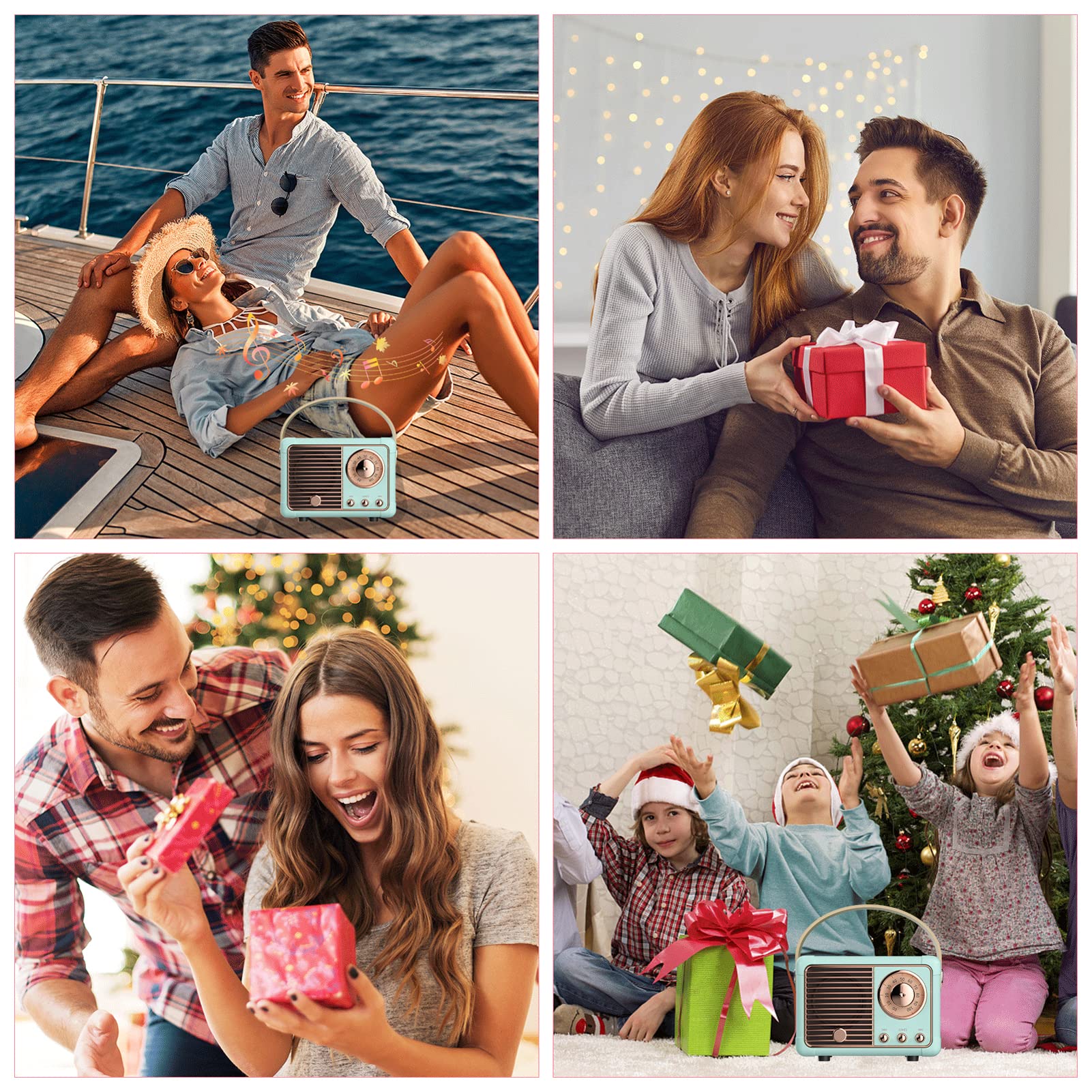 Dosmix Retro Bluetooth Speaker, Vintage Decor, Mini Wireless Bluetooth Speaker, Cute Old Fashion Style for Kitchen Desk Bedroom Office Party Outdoor Accessories for iPhone Android (Green)