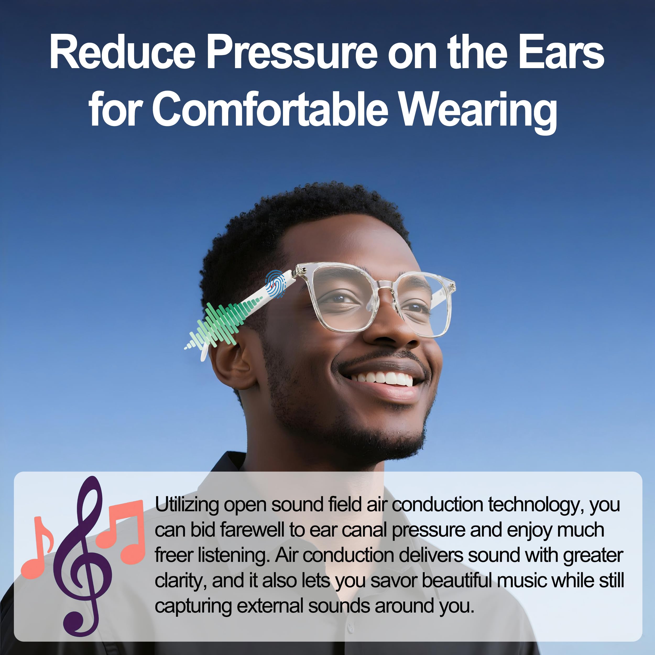 MNVOEQ AI Smart Wireless Bluetooth Translation Glasses for Men/Women with Speakers/Bluetooth&140+ Languages Translation Sports/Travel/Drive/Busniess (C1+AI+Color Change Lenses+Black)