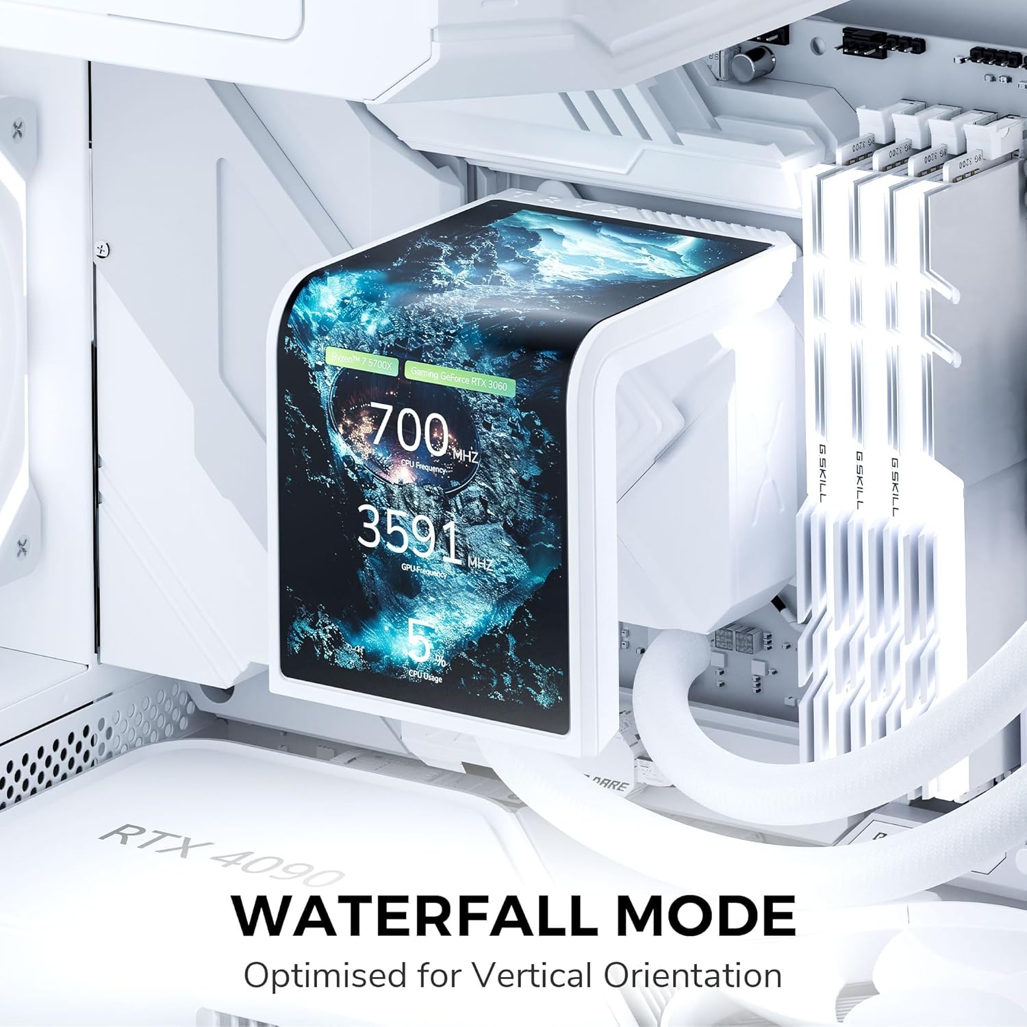 TRYX Panorama SE ARGB 360 White | 360 mm AIO with Rotating 6.5 Inch AMOLED Display for Anamorphic 3D Effects, 3x RGB Fans - for LGA 1851/1700/1200/115X & AM5/AM4