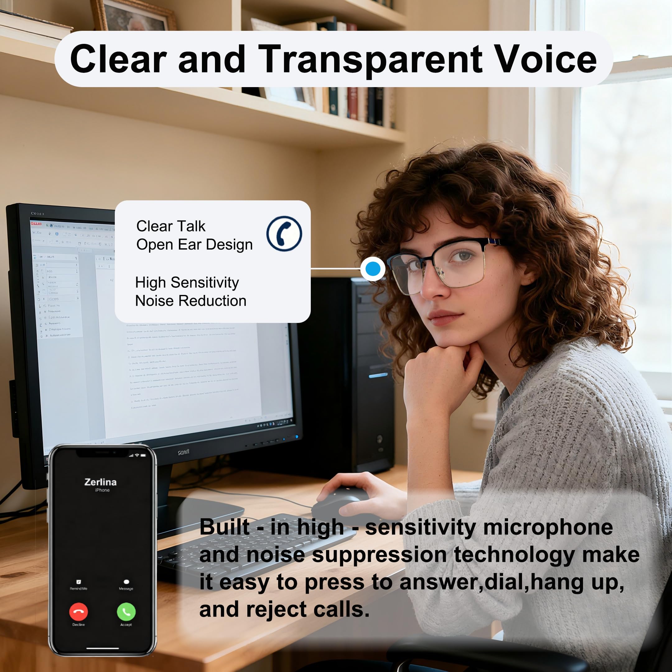 MNVOEQ AI Smart Wireless Bluetooth Translation Glasses for Men/Women with Speakers/Bluetooth&140+ Languages Translation Sports/Travel/Drive/Busniess (C1+AI+Color Change Lenses+Black)