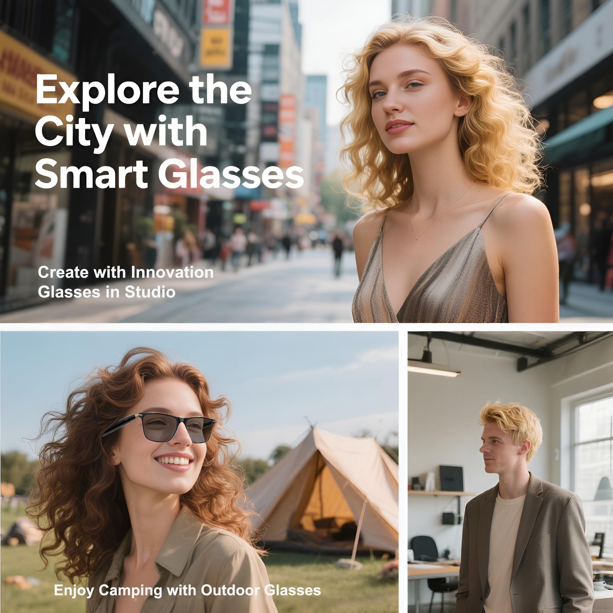 MNVOEQ AI Smart Wireless Bluetooth Translation Glasses for Men/Women with Speakers/Bluetooth&140+ Languages Translation Sports/Travel/Drive/Busniess (C1+AI+Color Change Lenses+Black)