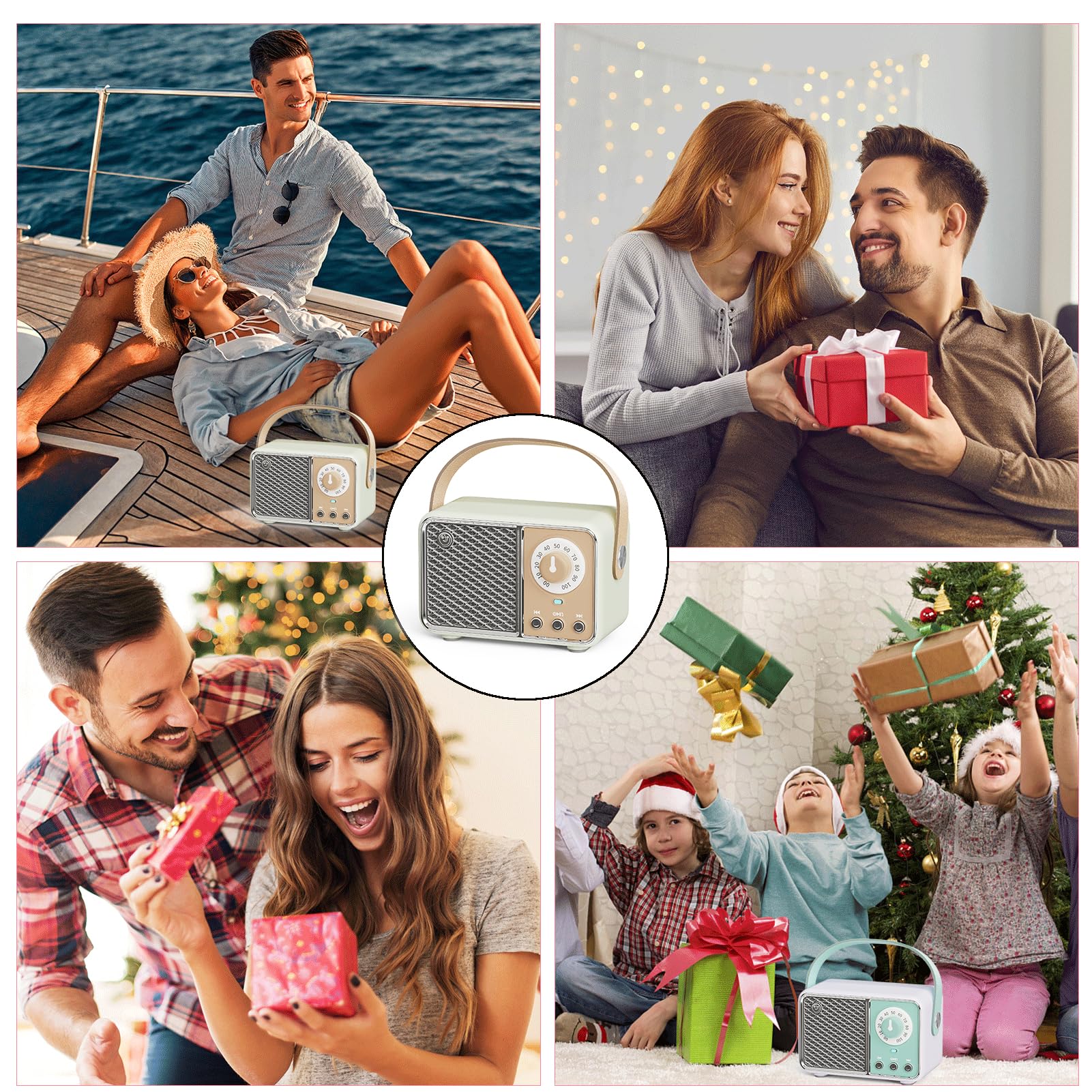 Dosmix Retro Bluetooth Speaker, Vintage Decor, Mini Wireless Bluetooth Speaker, Cute Old Fashion Style for Kitchen Desk Bedroom Office Party Outdoor Accessories for iPhone Android (Green)