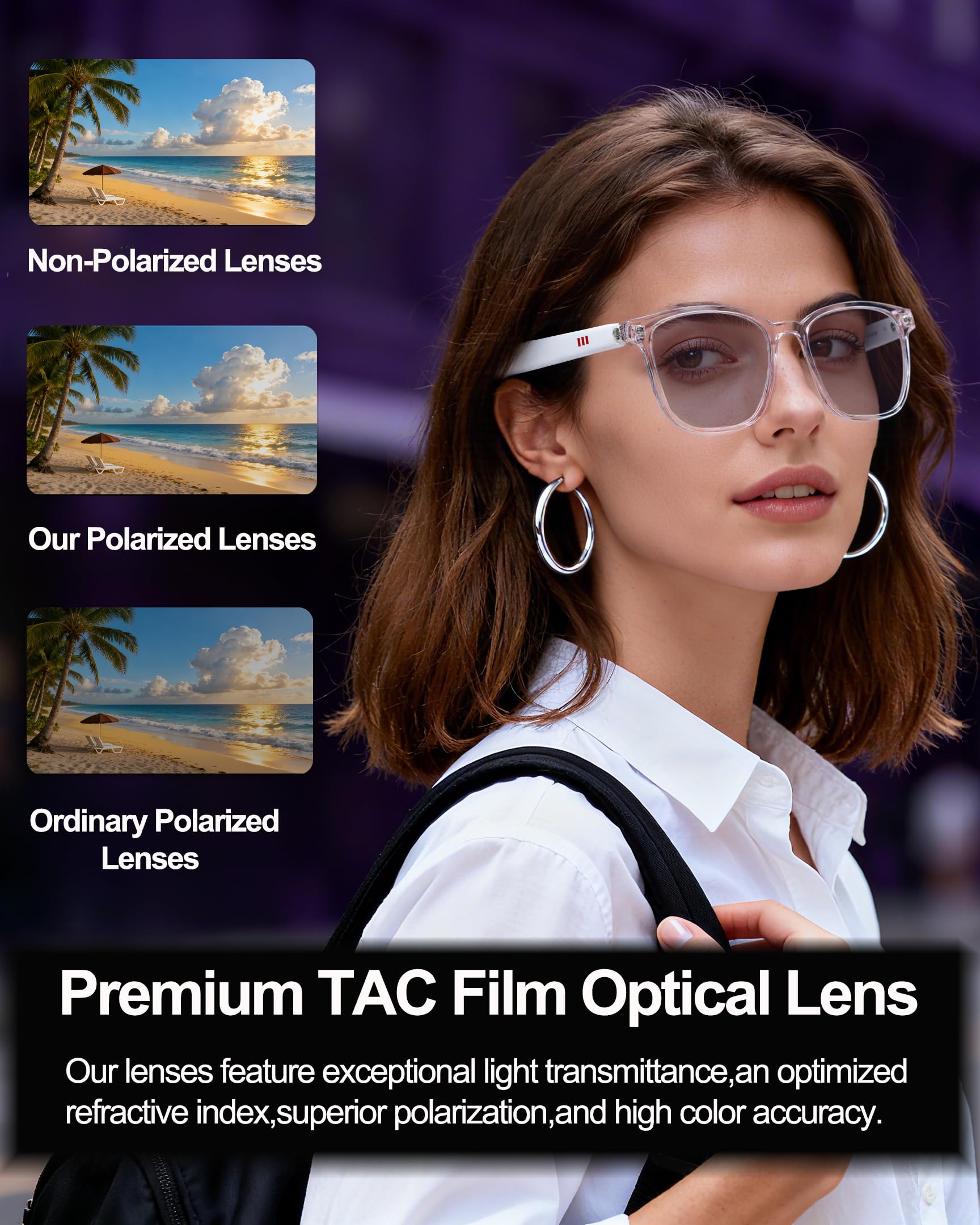 MNVOEQ AI Smart Wireless Bluetooth Translation Glasses for Men/Women with Speakers/Bluetooth&140+ Languages Translation Sports/Travel/Drive/Busniess (C1+AI+Color Change Lenses+Black)