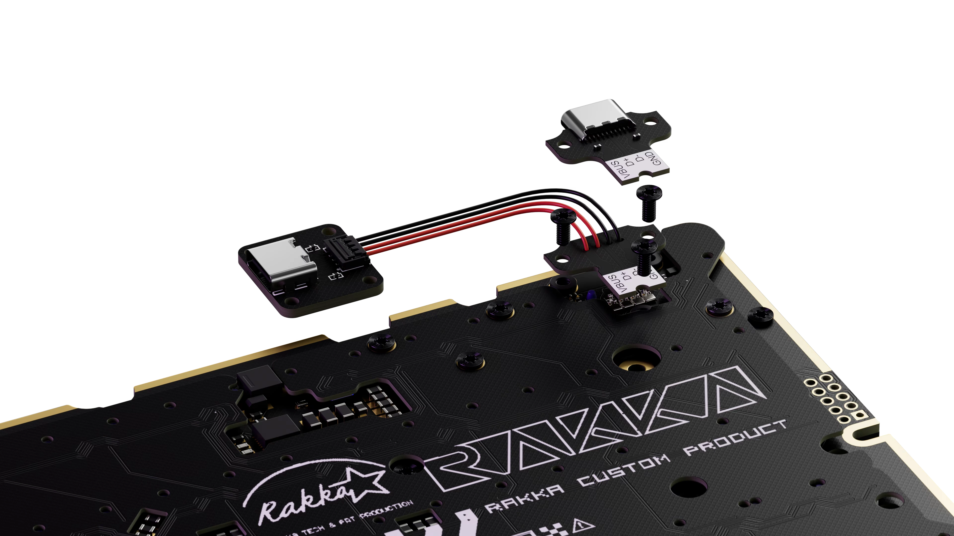 RAKKA 60 ATLAS detachable USB-C daughterboard for unified daughterboard cases and improved compatibility