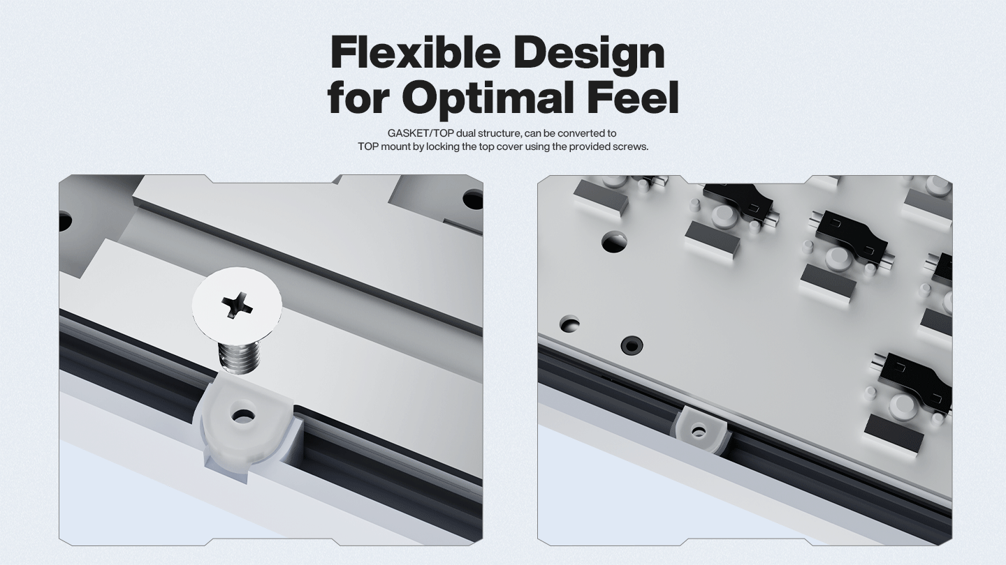 Gamakay TK75 V2 is gaket-mount keyboard but customers can change to top-mount