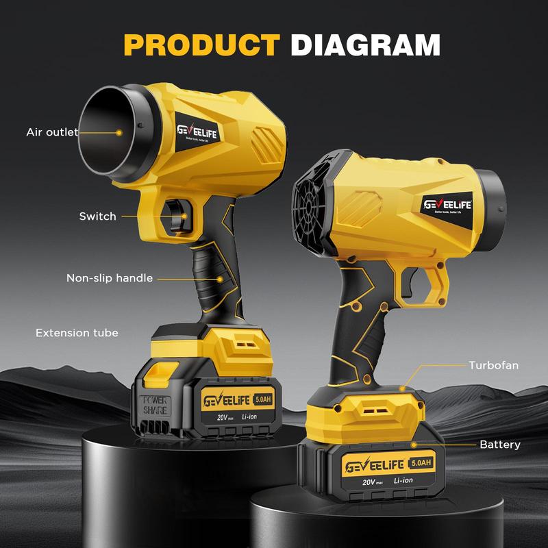 GEVEELIFE Turbo Jet Blower 200W Cordless Leaf