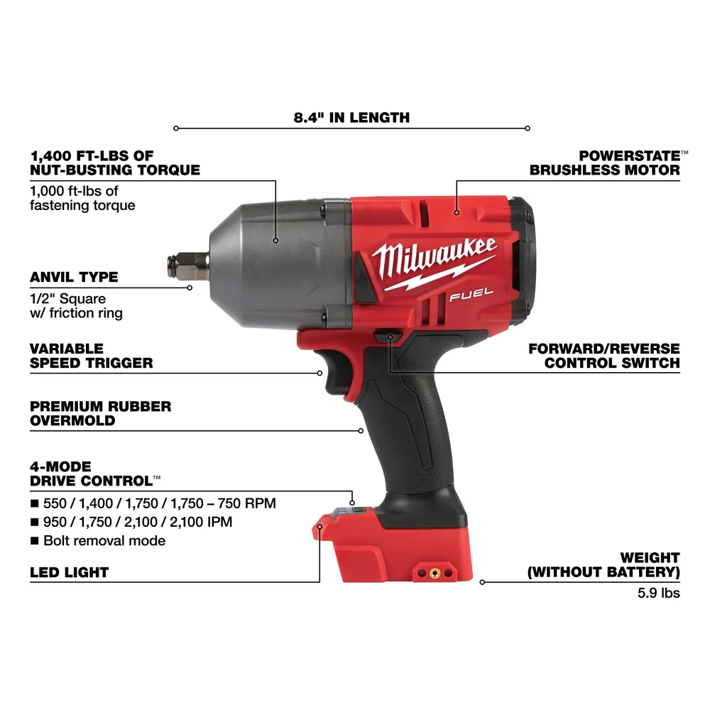 3697-22HTIW M18 FUEL 18V 2 Piece Combo Kit w/1/2" Li-Ion Impact Wrench