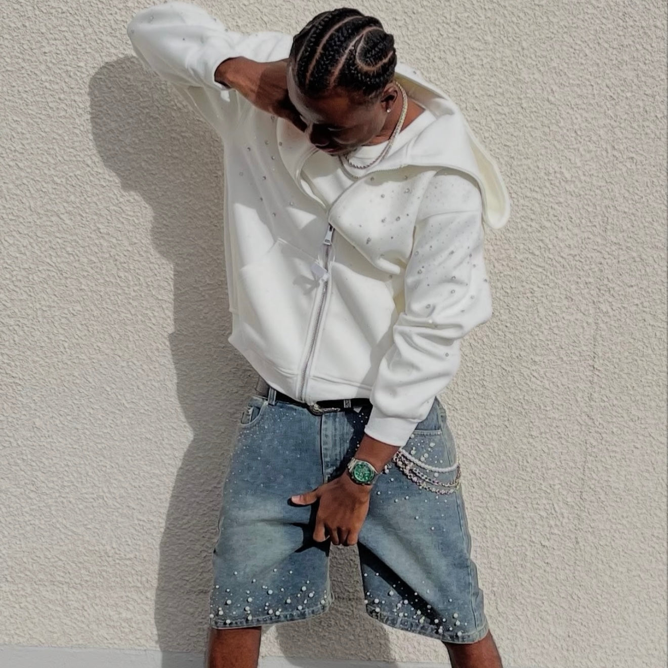 VYBES Rhinestone Pearl Jorts