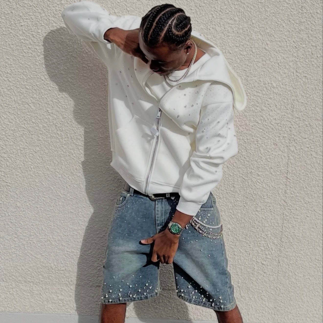 VYBES Rhinestone Pearl Jorts