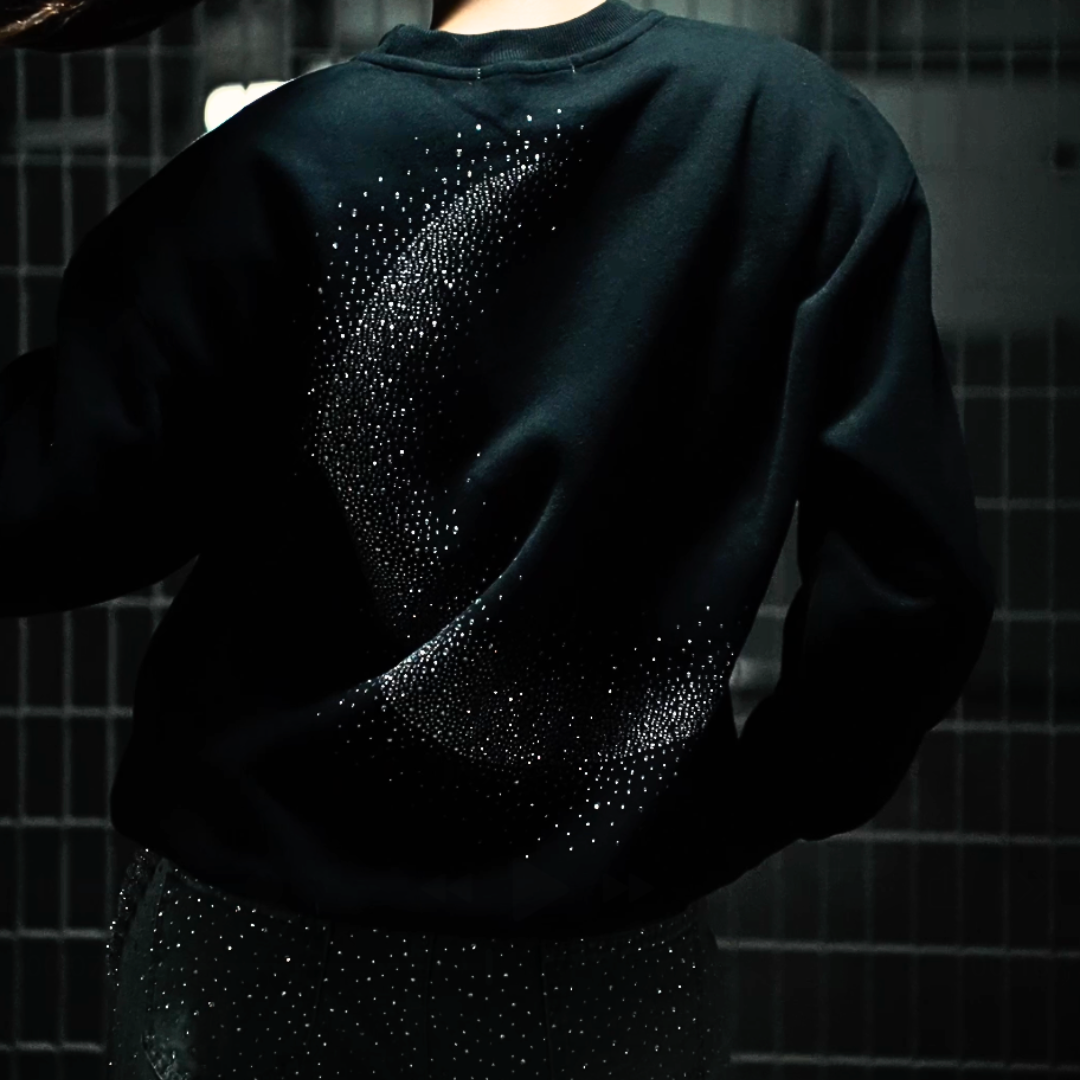 VYBES Rhinestone Moon Crewneck