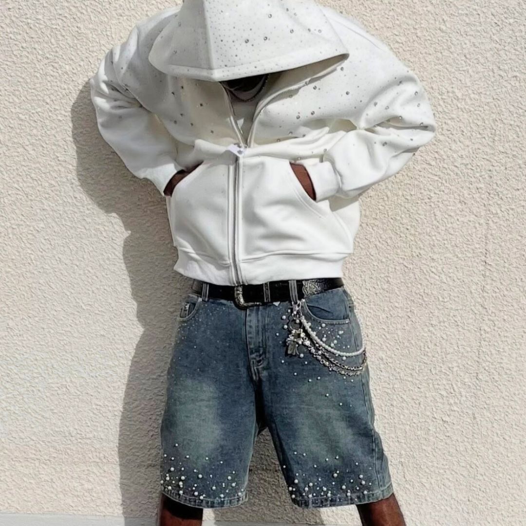 VYBES Rhinestone Pearl Jorts